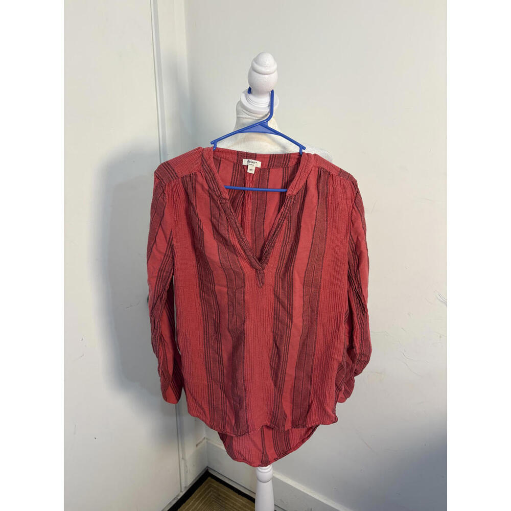 Dylan Medium Red Striped‎ Long Sleeve Blouse Boho